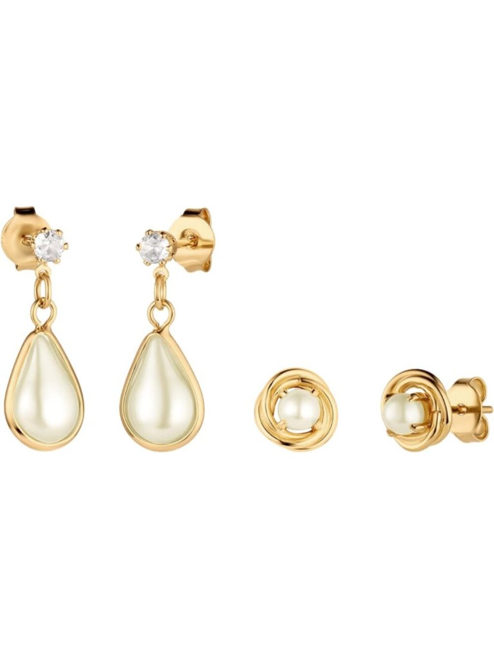 Elegant 18K Gold Plated Pearl Earrings Set for Women - Small Chic Jewelry